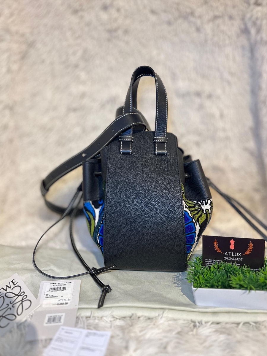 Authentic LOEWE x William De Morgan Hammock floral-embroidered SMALL leather sho