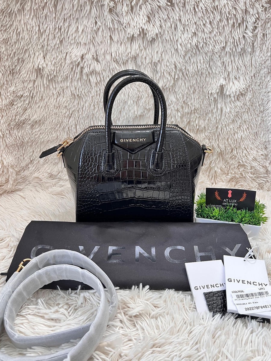 Authentic GIVENCHY Mini Antigona bag in crocodile effect leather