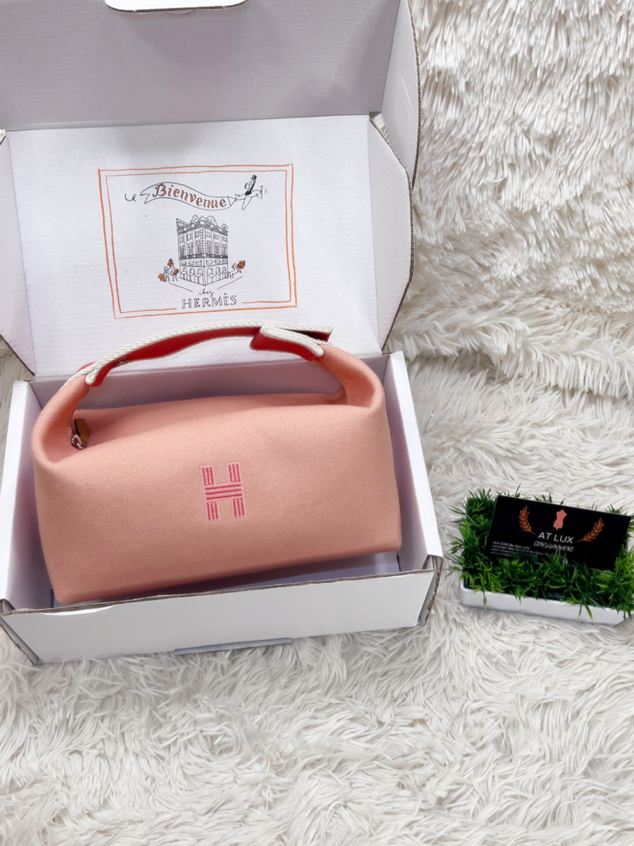 Authentic Hermès Bride-a-Brac travel case, small model in goyave pink