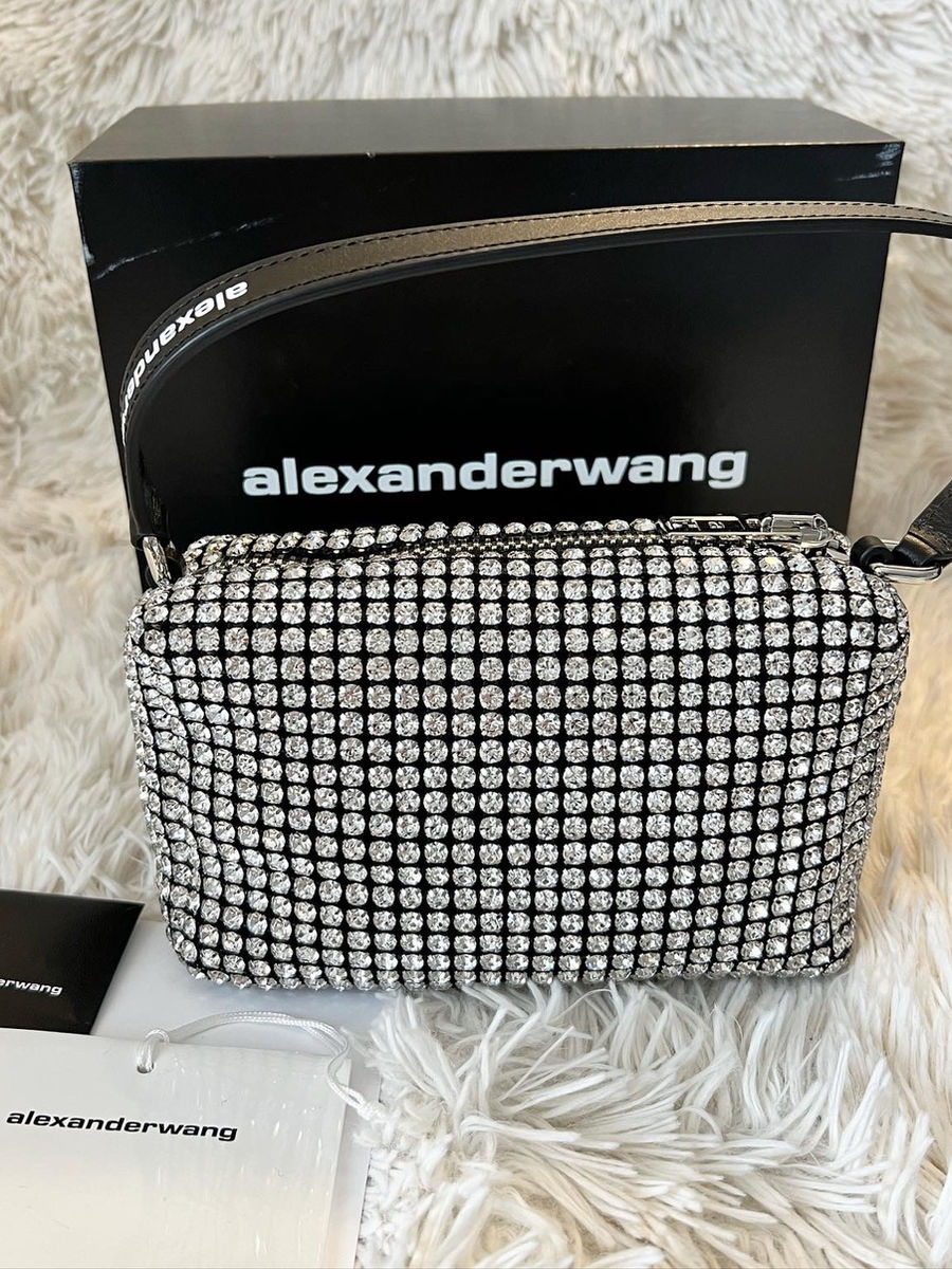 Authentic ALEXANDER WANG White Rhinestone Heiress Handle Bag