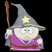 Cartman from South Park wearing a wizard costume