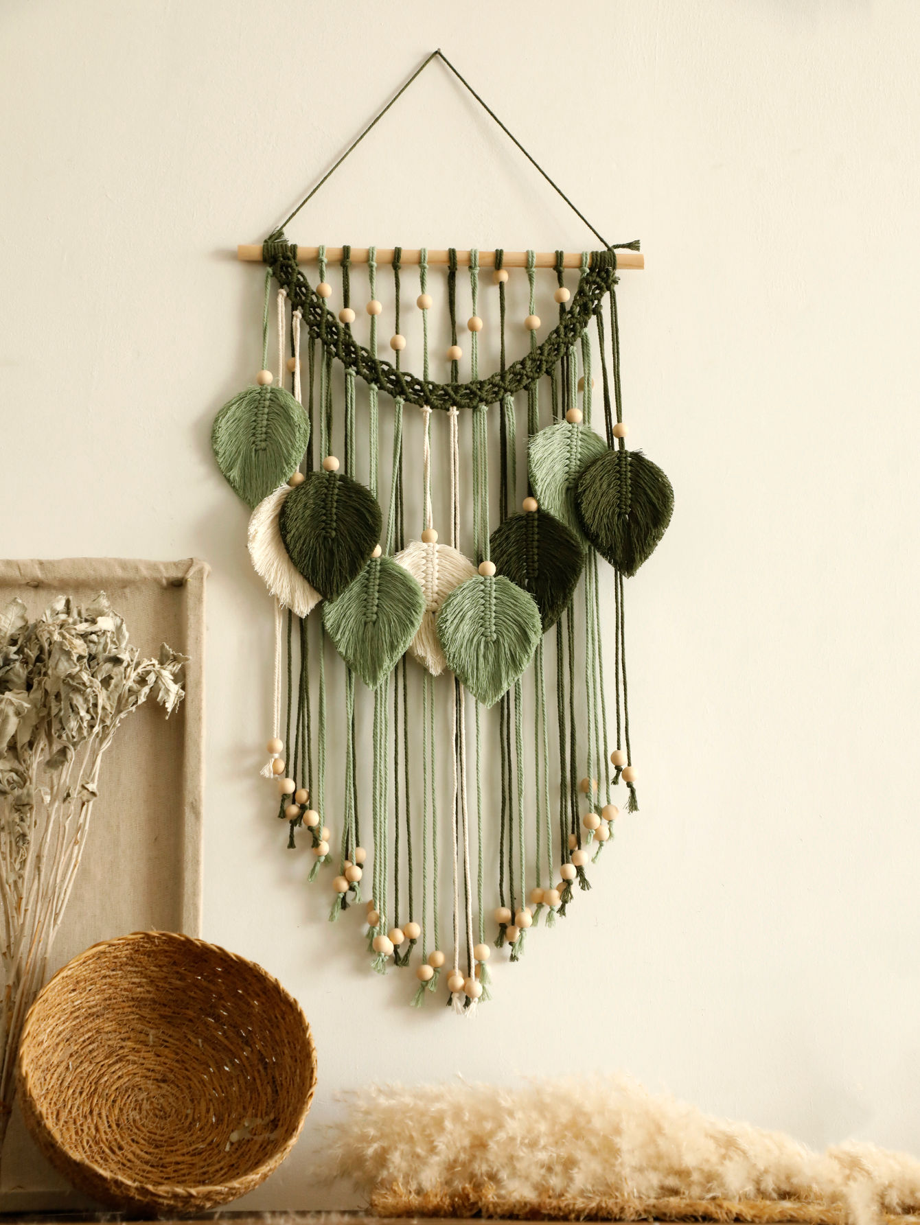 Tapestry Boho Hand Woven Macrame With Wooden