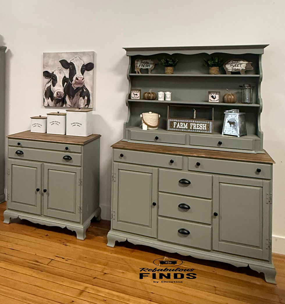 Thumbnail: Cottage Inspired Vintage Ethan Allen Hutch and Server