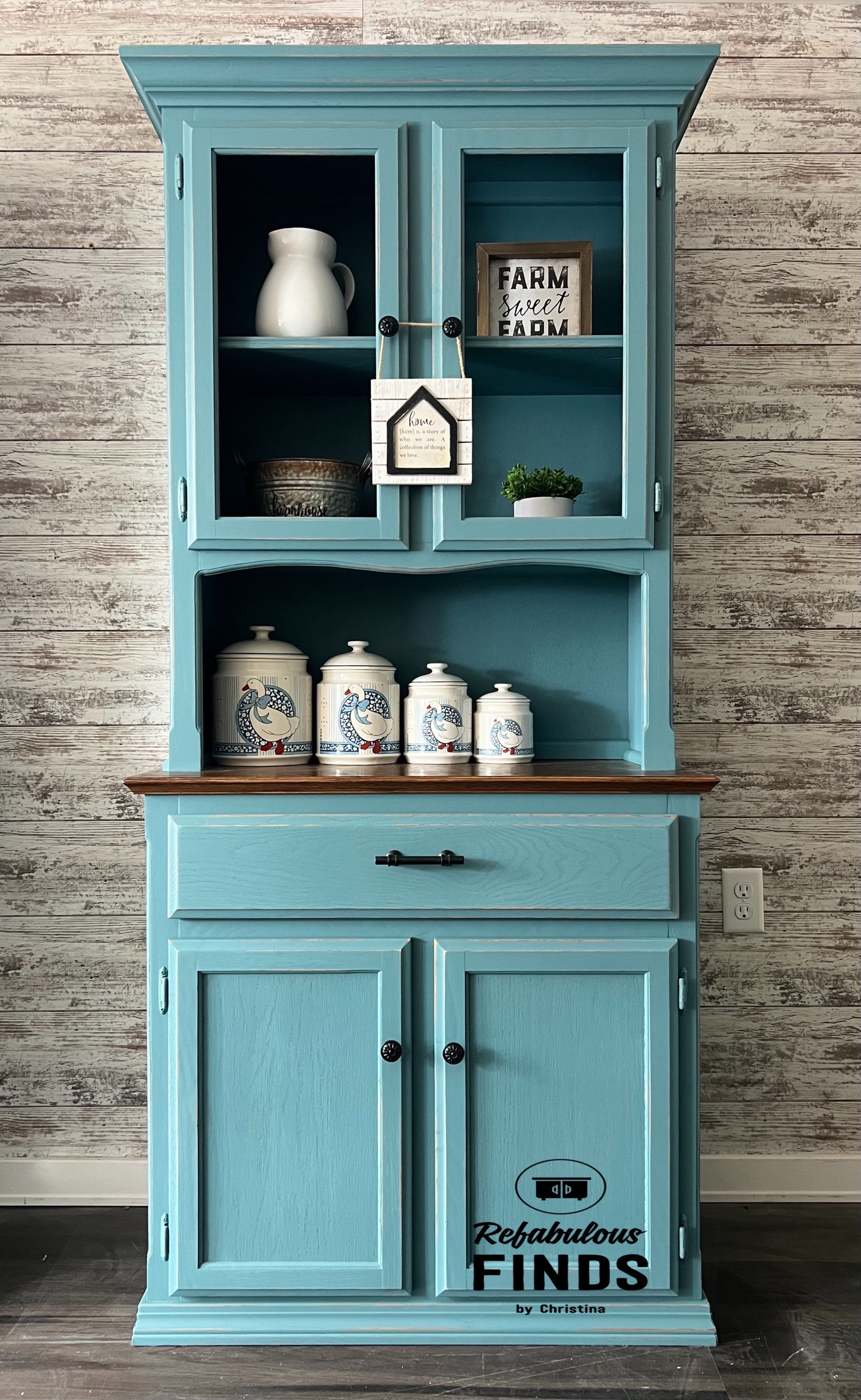 Farmhouse Turquoise Hutch