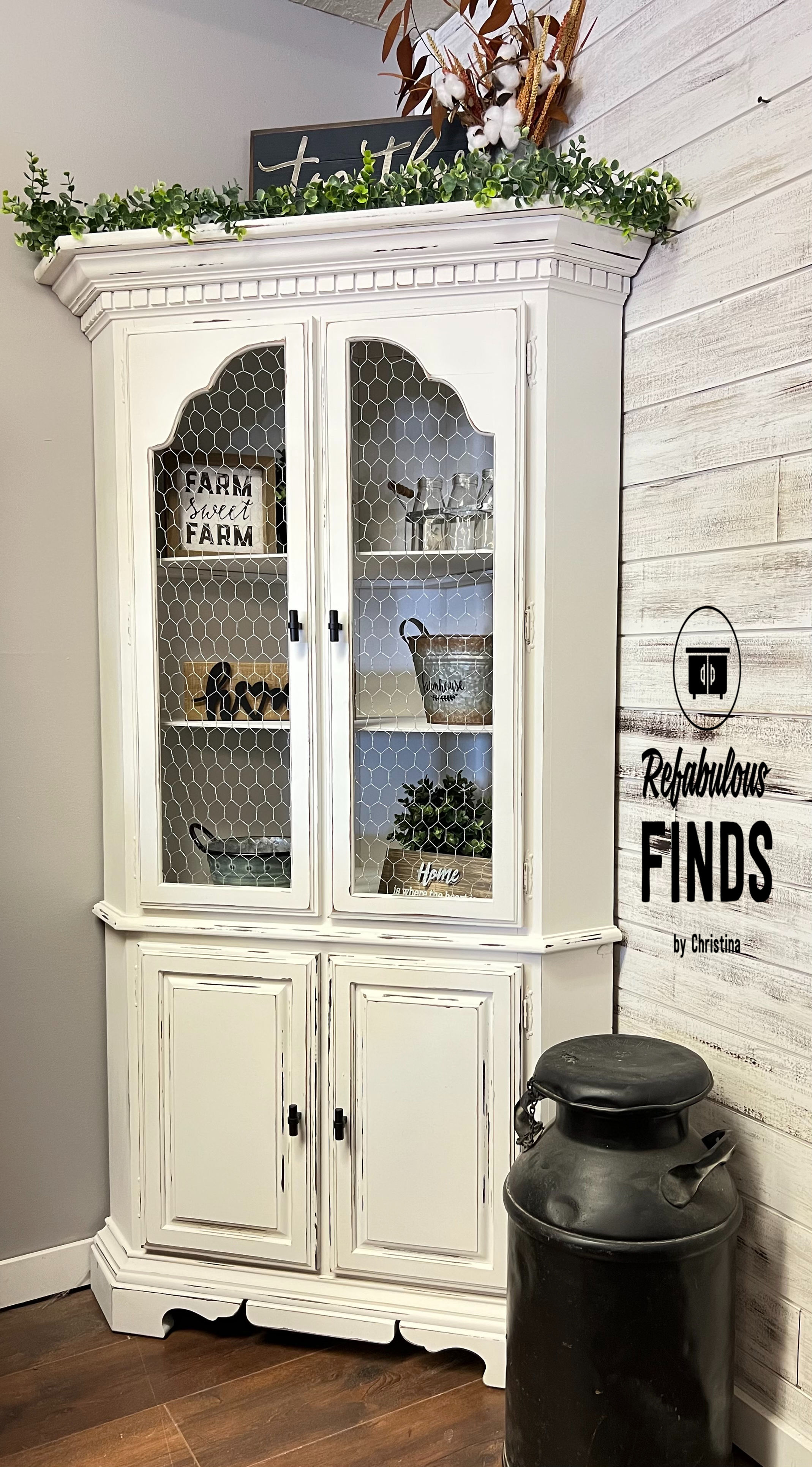 Beautiful Farmhouse Corner Hutch 