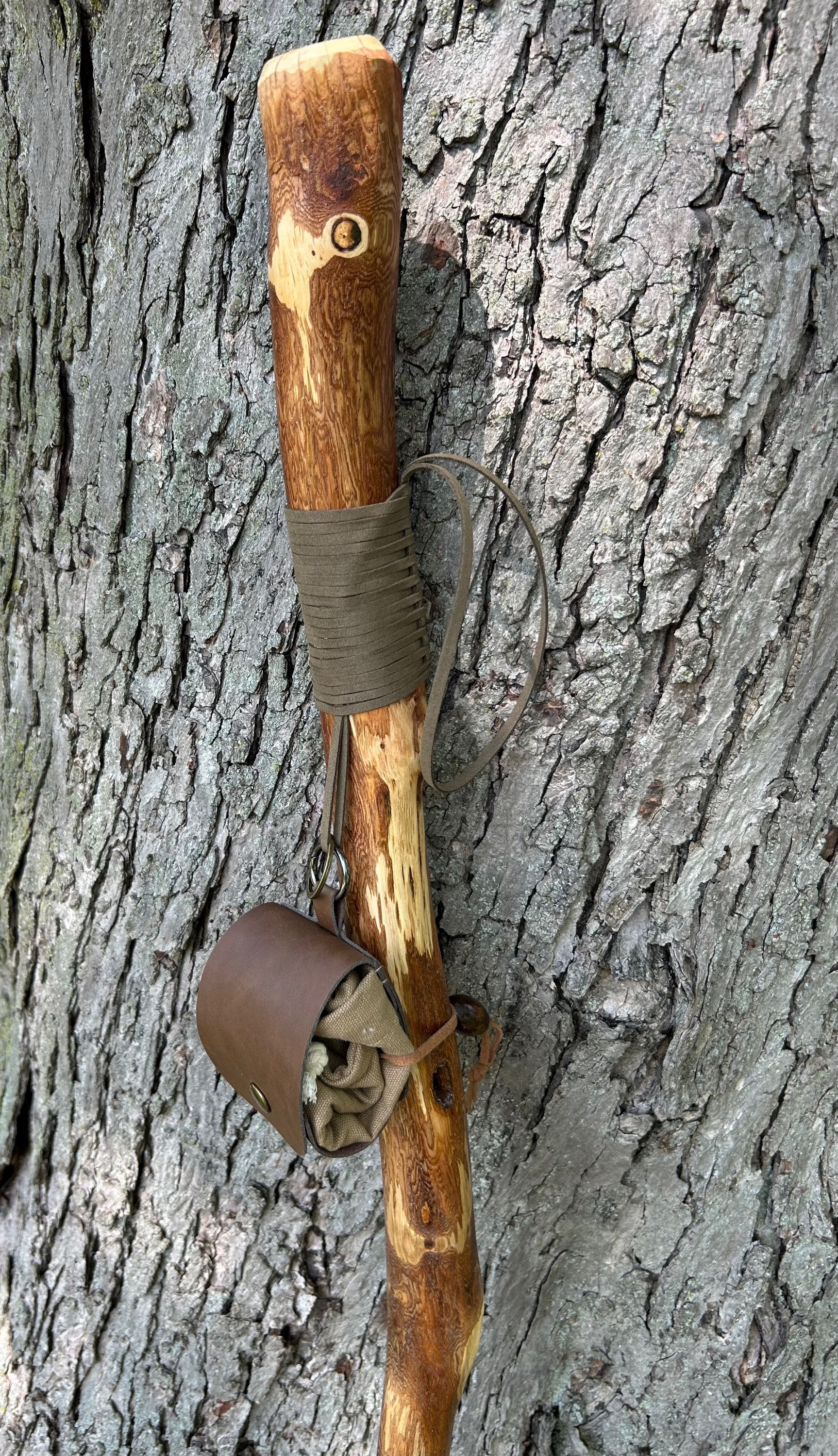 Canvas/leather gathering pouch