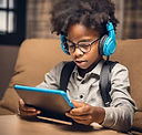 african american kid with headphones lea