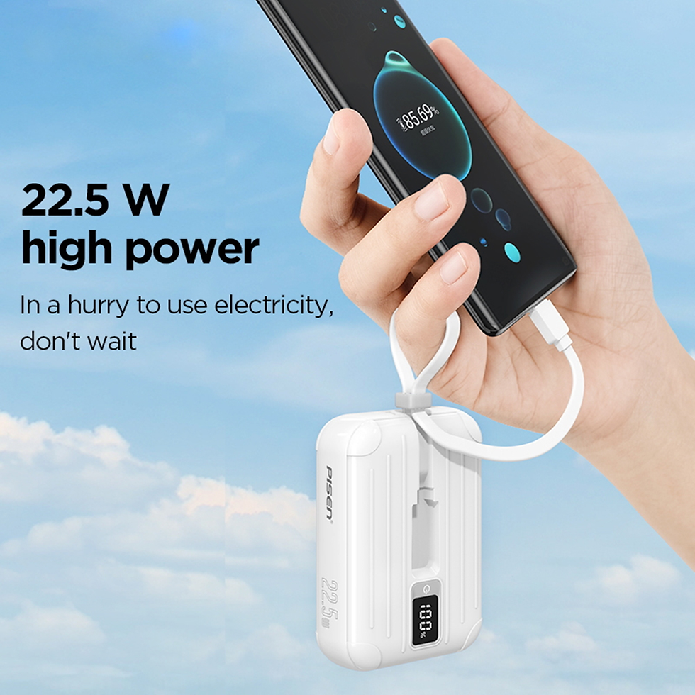 ภาพขนาดย่อ: พาวเวอร์แบงค์ PISEN สายชาร์จในตัว Power Bank PD3.0 QC3.0 พาวเวอร์แบงค์ USB-C Lightning พกพาสะดวก ชาร์จเร็ว น้ำหนักเบา