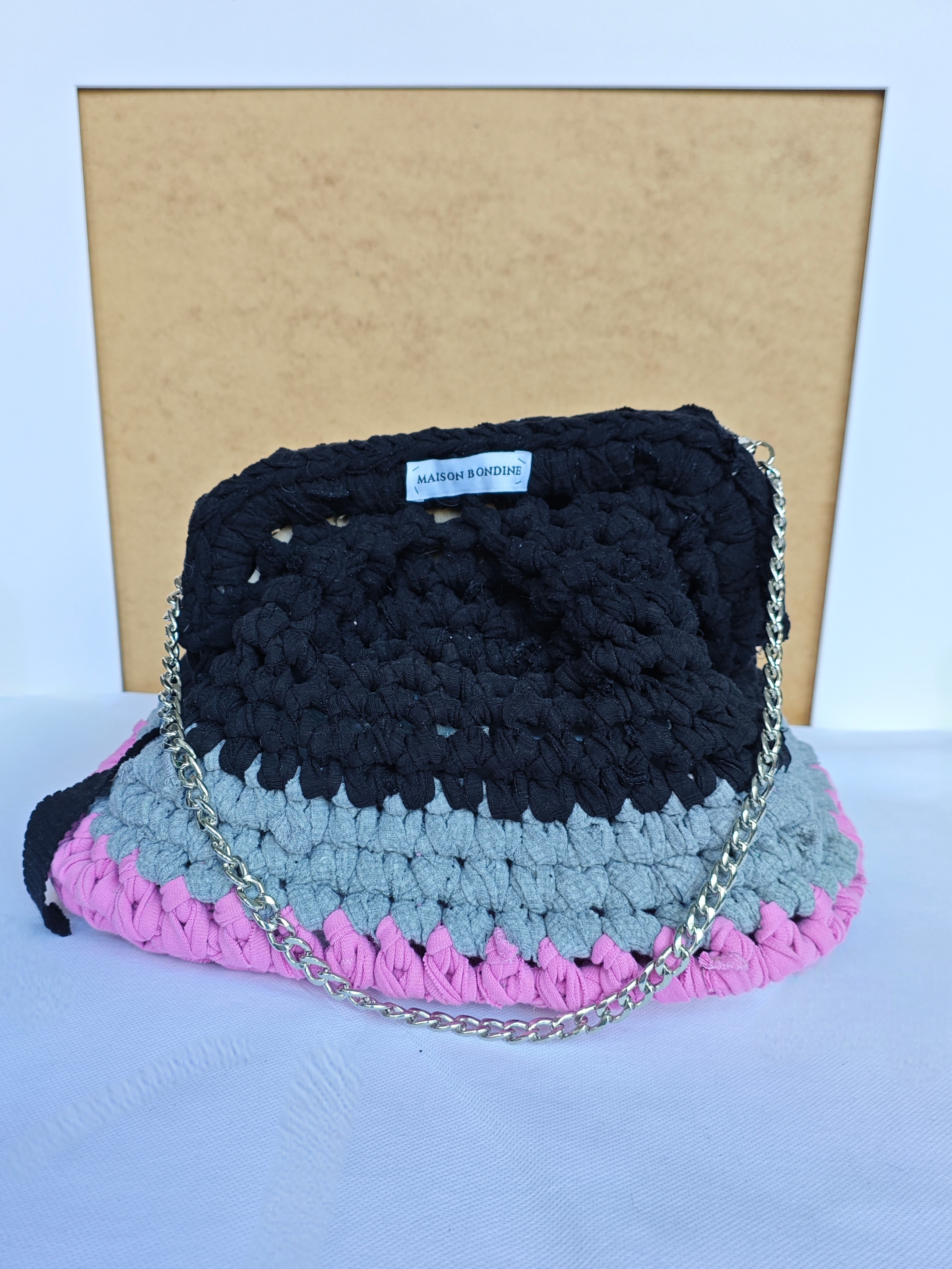 Harvest crochet Frame Bag Crafted from secondhand garments