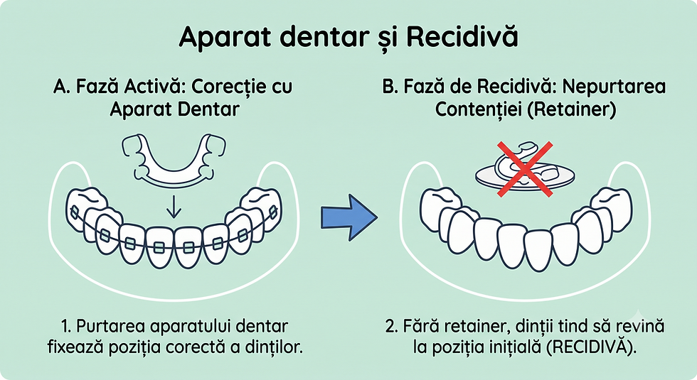 Aparat dentar si recidiva: de ce ortodonția singură nu rezolvă întotdeauna problema
