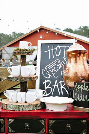 hot chocolate bar at wedding