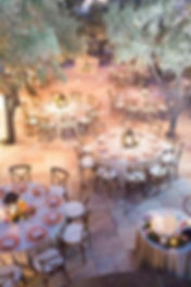 rustic backyard wedding tables