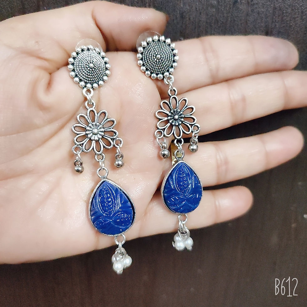 Thumbnail: Oxidize  Engraving Stone  Earrings