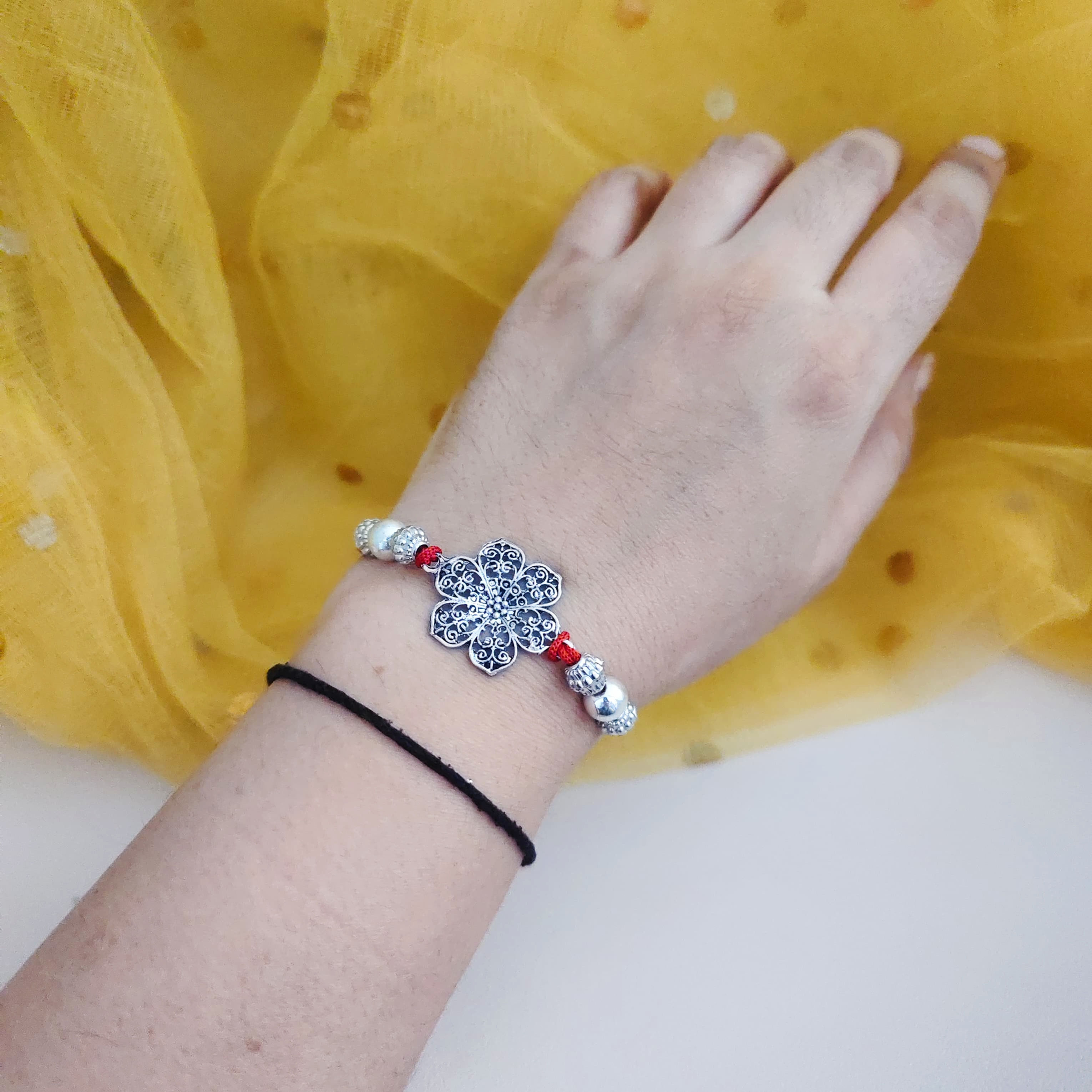 YJE Oxidized silver plated Rakhi