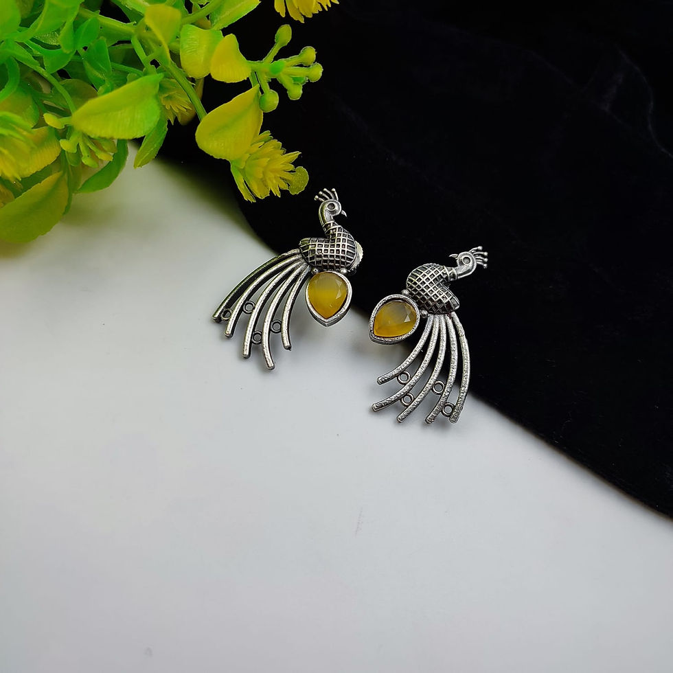 Thumbnail: Silver Lookalike Peacock Stud Earrings