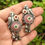 Thumbnail: Silver replica bird monalisa stone earrings