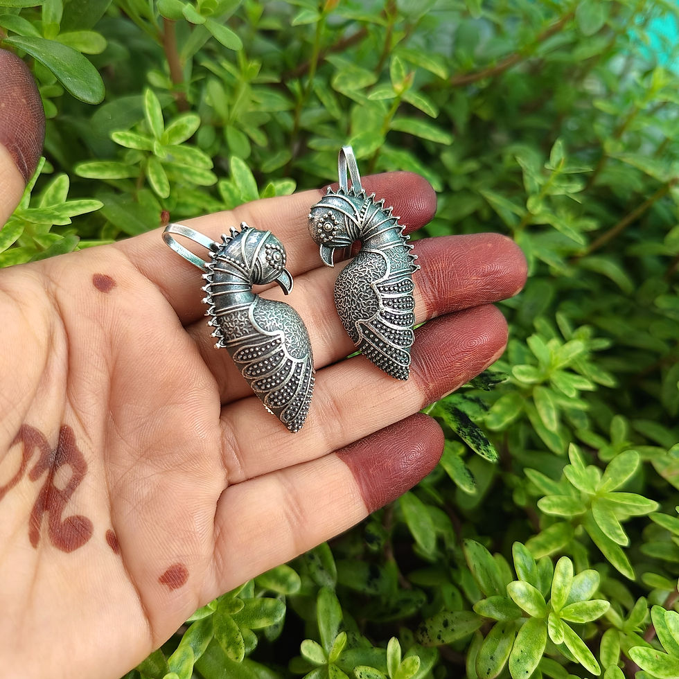 Silver Replica Brass peacock Bugadi earclips earrings