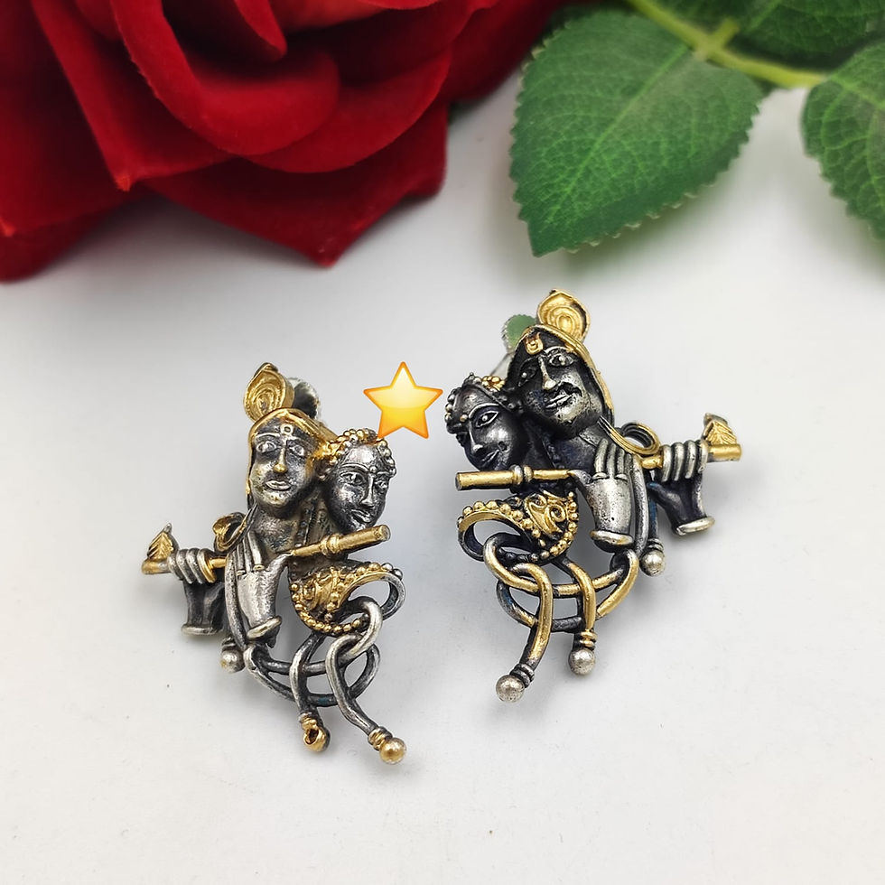 Oxidised silver dual tone like Brass Radhey Shyam Earring