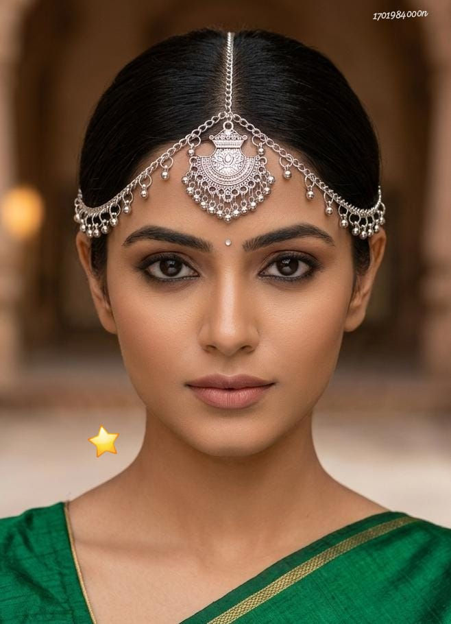 Afghan oxidized silver matha patti for women festive jewellery