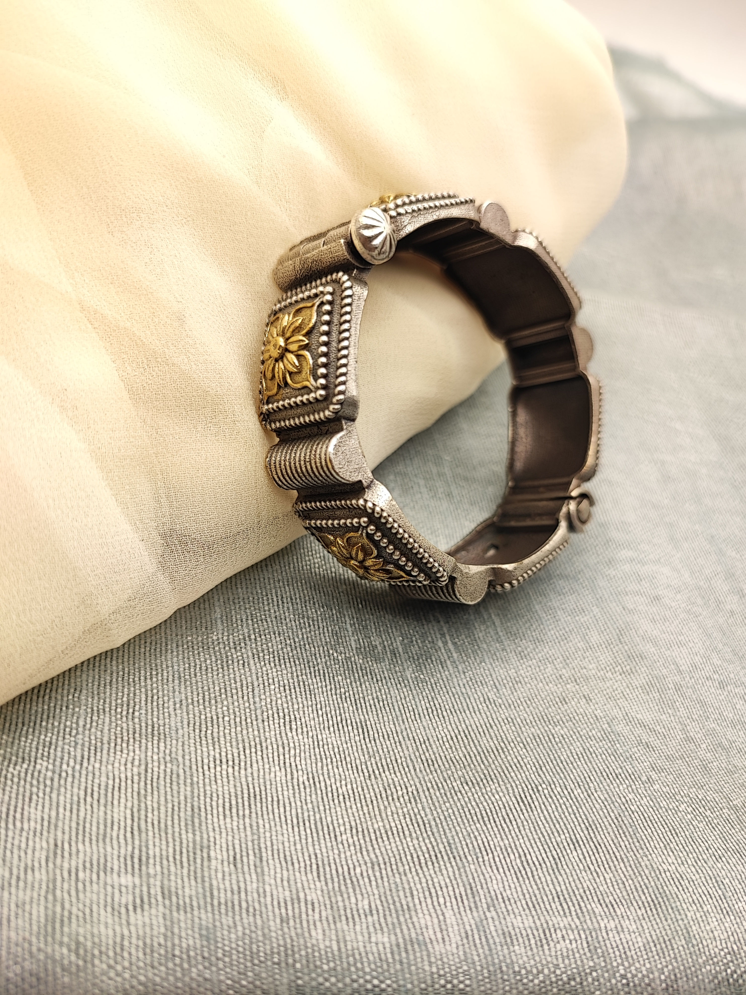 Silver Lookalike Dual Tone Bangles (screw openable)