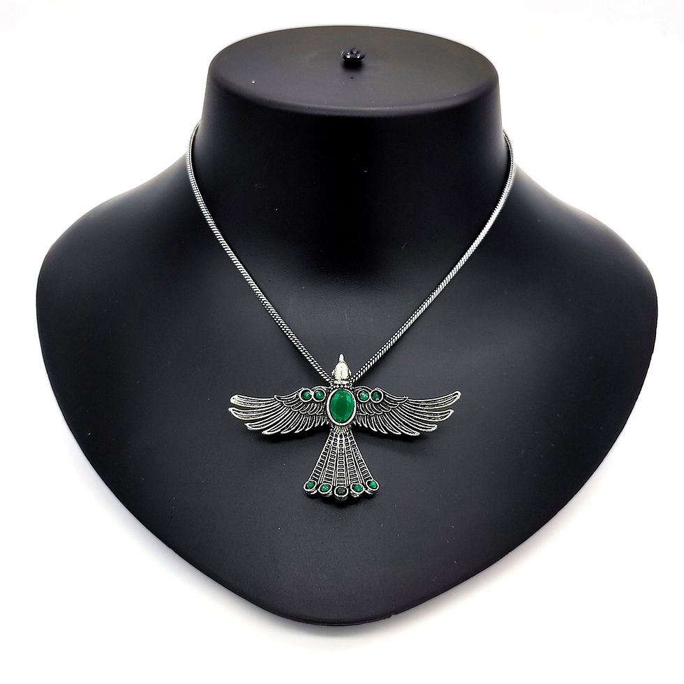 Thumbnail: Traditional Oxidized German Silver Bird Pendant Necklace