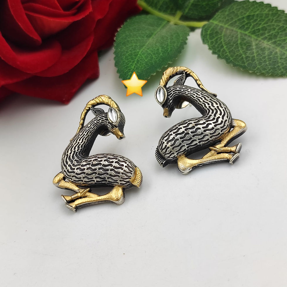 Oxidised silver look dual tone like Brass Deer 🦌 Earring