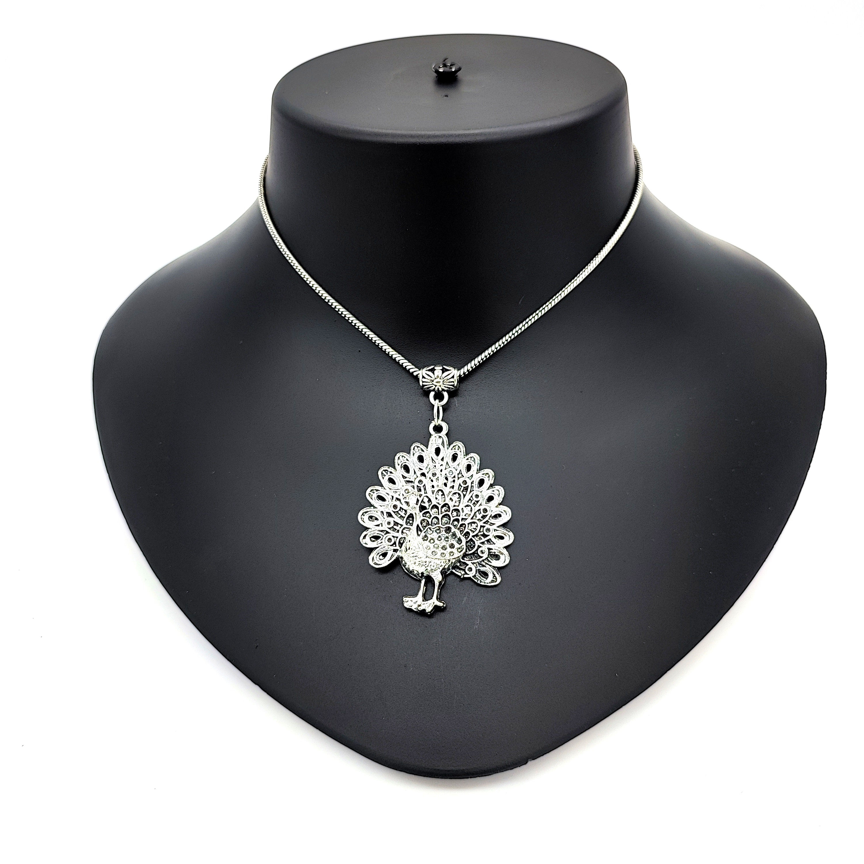 Oxidized Dancing Peacock Chain Necklace