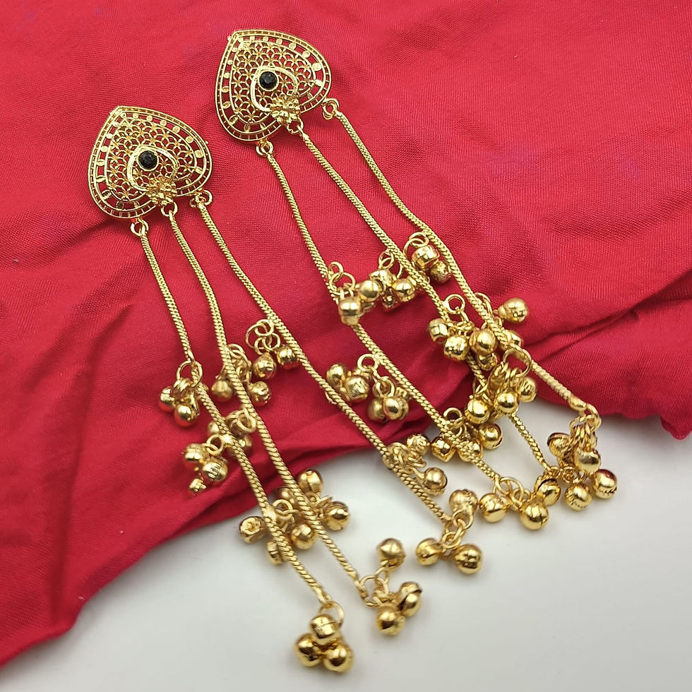 Thumbnail: Yash Jewels Emporium Grand Gold Replica Kashmiri Jhumka Earrings