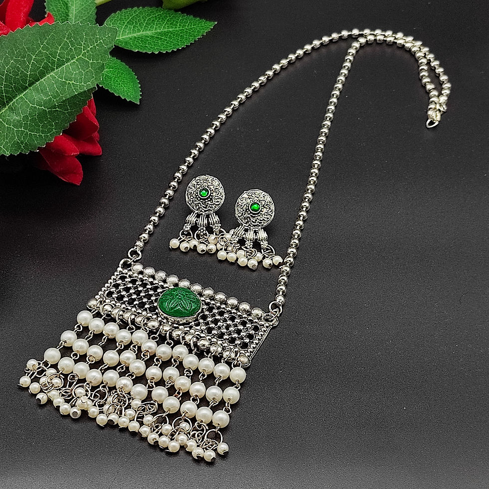 Thumbnail: Monalisa Engeving Stone Necklace Set With Earrings