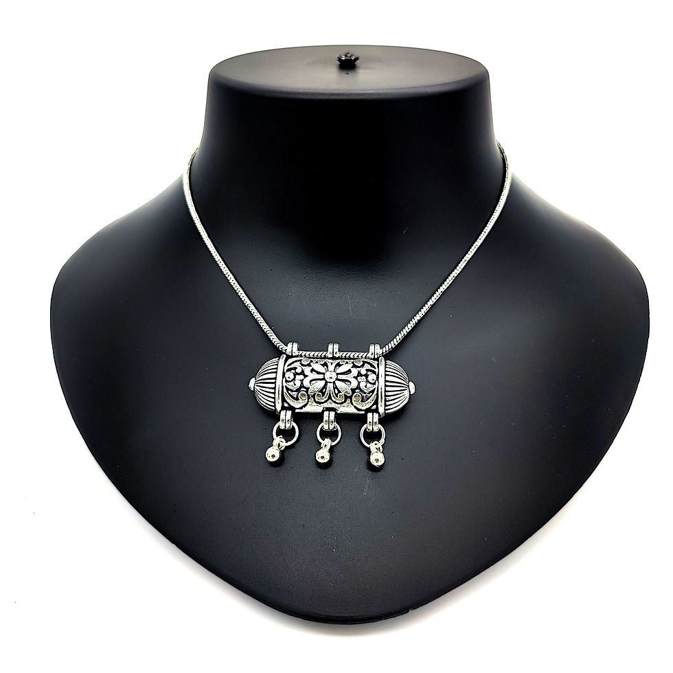 Oxidized Jantar / Taweez Chain Necklace