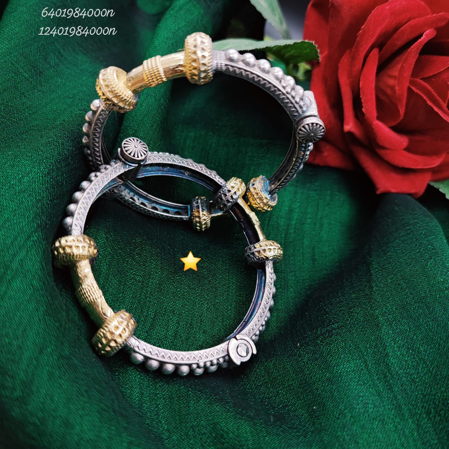 Silver Look Two Tone Kada Bangles – Openable Traditional Bangles for Ethnic Wear