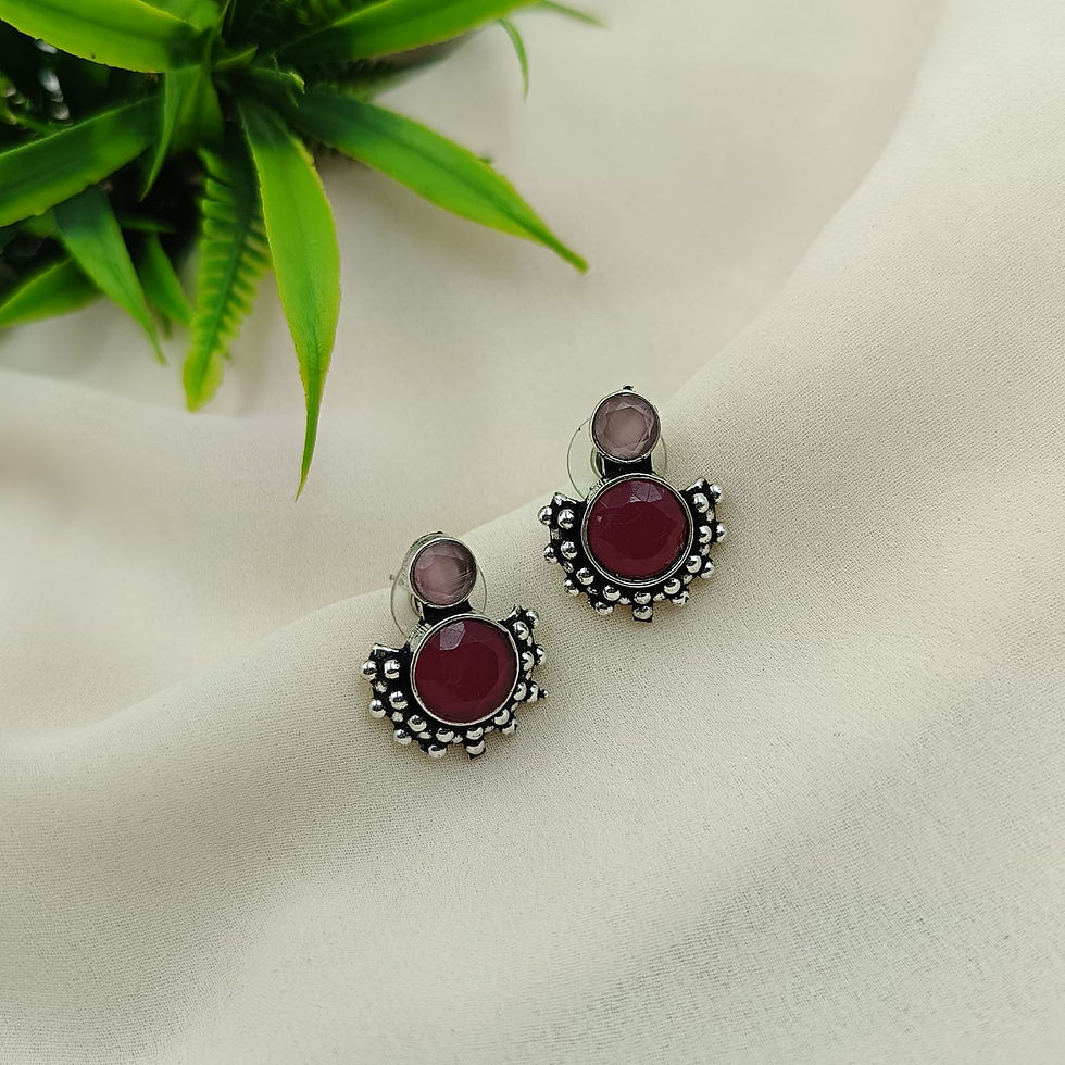 Thumbnail: Monalisa Stone Oxidised Stud Earrings