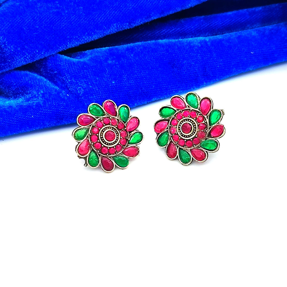 Thumbnail: High Quality Silver Replica Stone Stud's Earrings