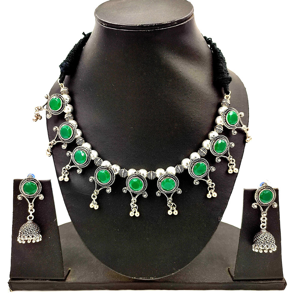 Thumbnail: Premium Quality Stone Choker Necklace With Earring