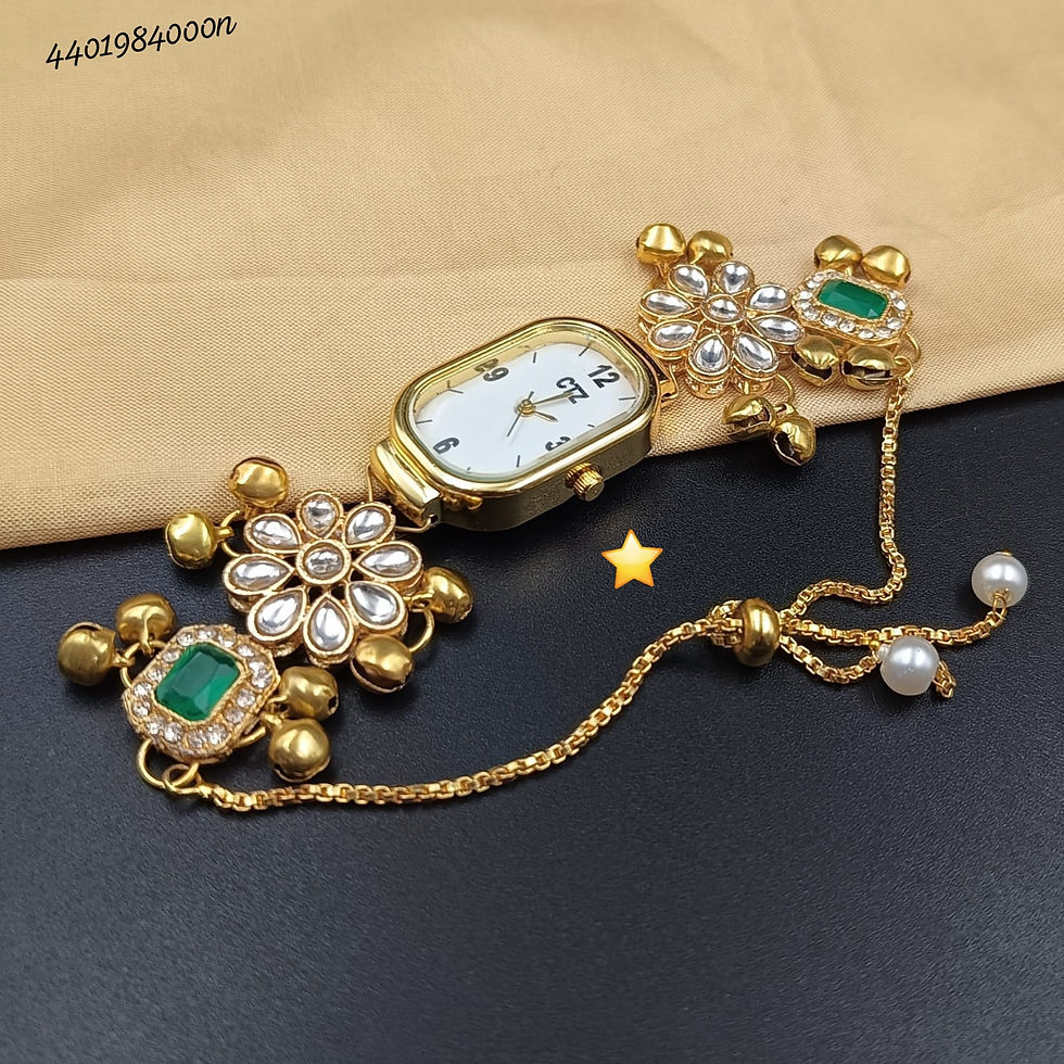 Stone Bracelet Watch | Gold Plated Brass Ethnic Wristwear | Handcrafted Indian Boho Jewelry for Women