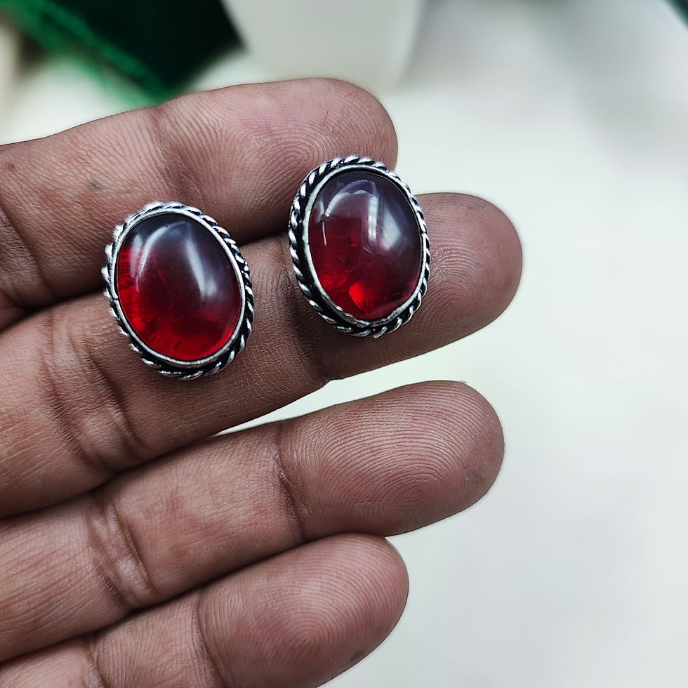 Thumbnail: Premium Quality Handmade Monalisa Stone Stud Earrings