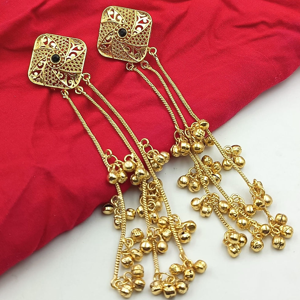 Thumbnail: Yash Jewels Emporium Gold Replica Kashmiri Jhumka Earrings
