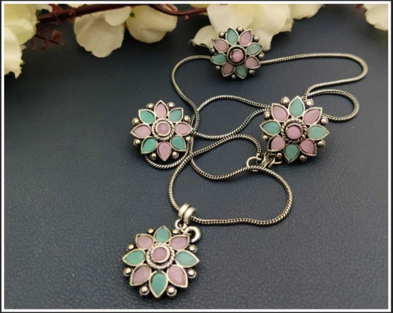 Thumbnail: Chain Necklace Earrings And Ring Combo Set