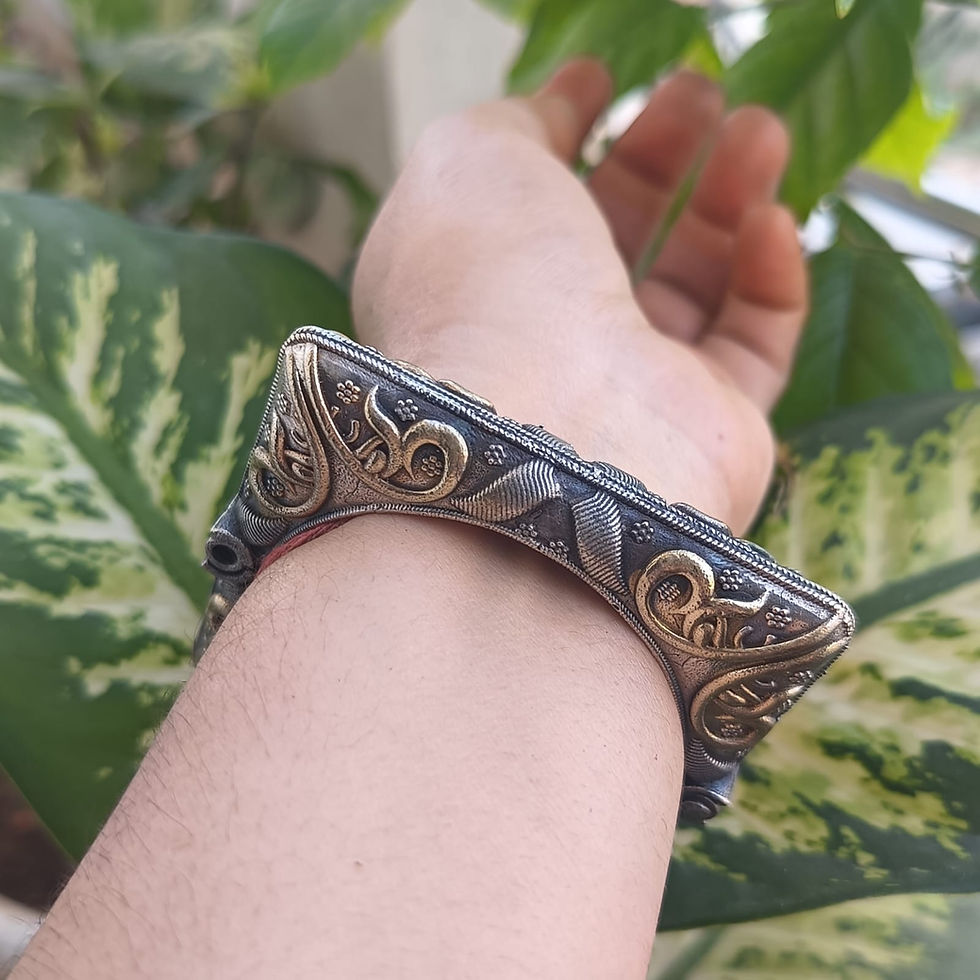 Antique Silver Look Two-Tone Screw-Open Kada Bangles