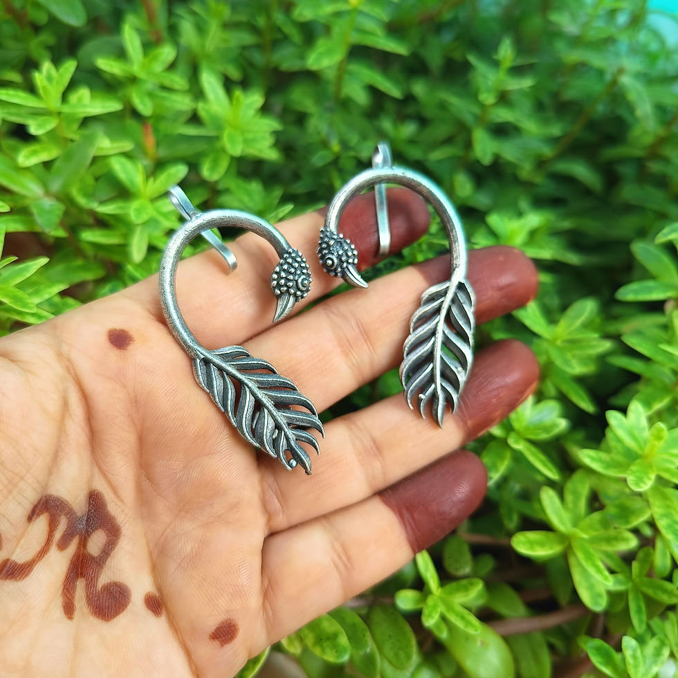 Silver Replica Brass peacock Earcuff earrings