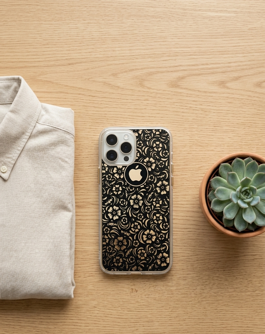 Premium mobile back cover in pure 925 silver showcasing detailed craftsmanship