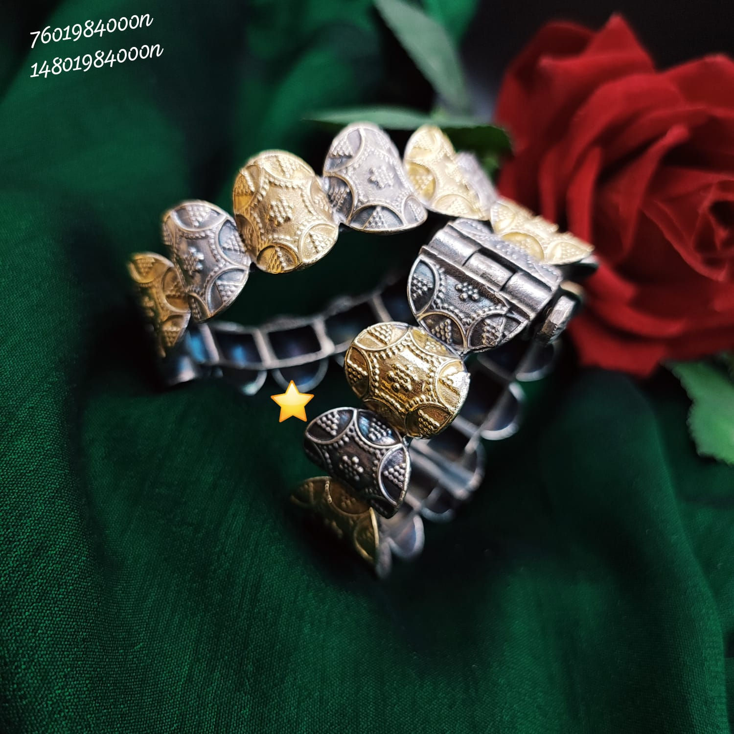 Two Tone Gold Silver Ethnic Bangles - Brass Openable Screw Statement Piece for Weddings & Festivals