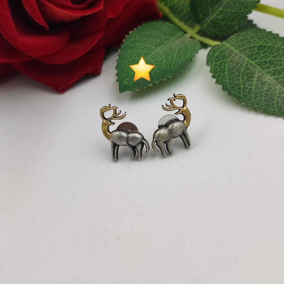 Oxidised silver look dual tone like Brass Deer 🦌 Earring