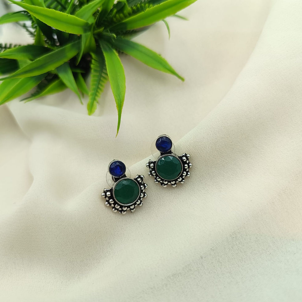 Thumbnail: Monalisa Stone Oxidised Stud Earrings