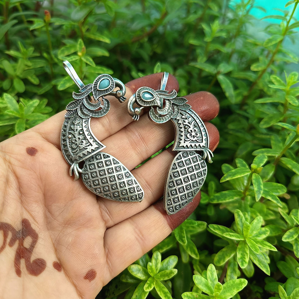 Silver Replica peacock Earcuff earrings