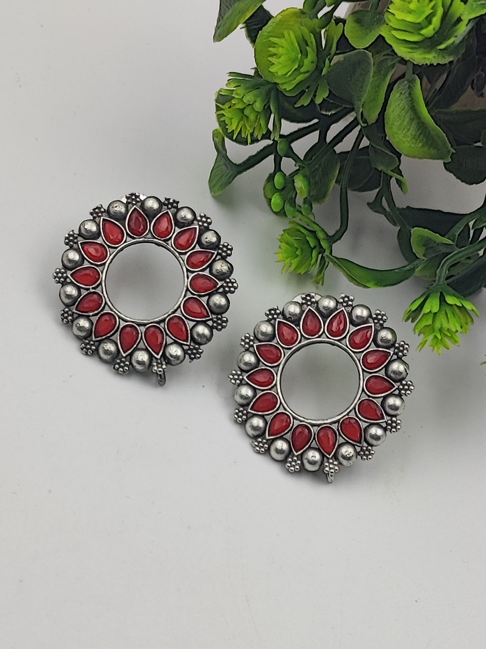 Brass Silver Lookalike Stud Earrings