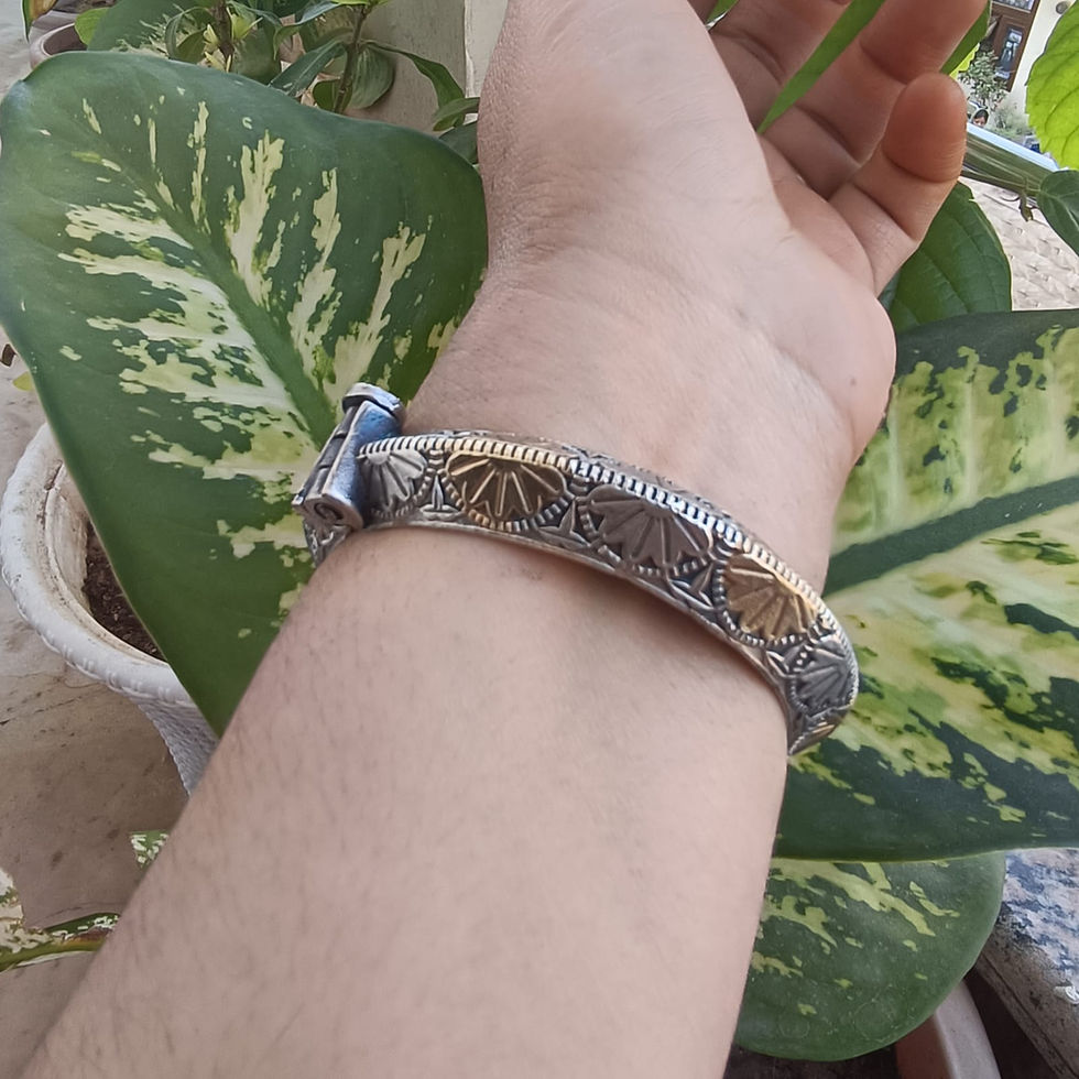 Oxidised Silver Dual-Tone Lotus Engraved Kada Bangles (Screw Openable)