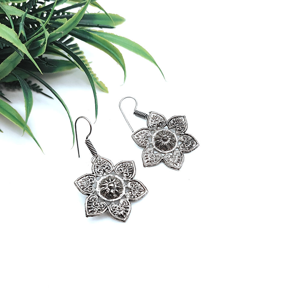Thumbnail: Oxidized Light Weight Earrings