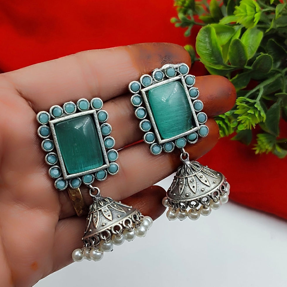 Thumbnail: Monalisa Stone silver lookalike earrings
