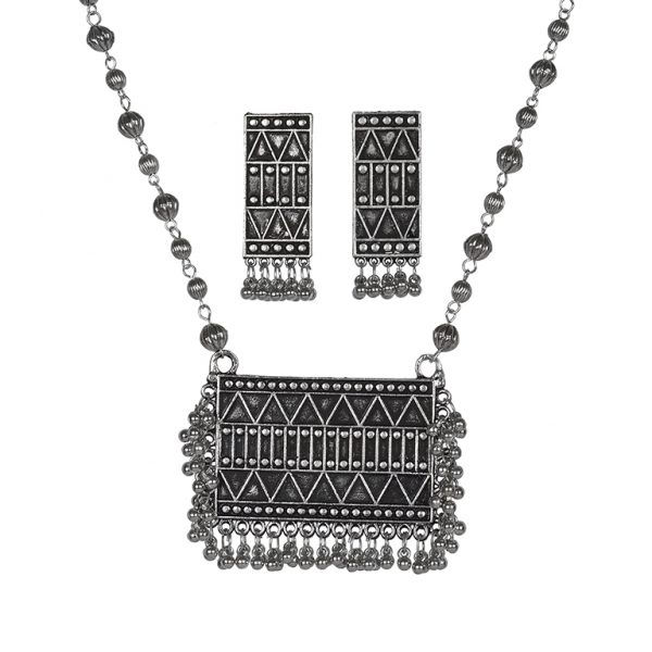 Thumbnail: Oxidized Silver Jewelry Set For Women'S